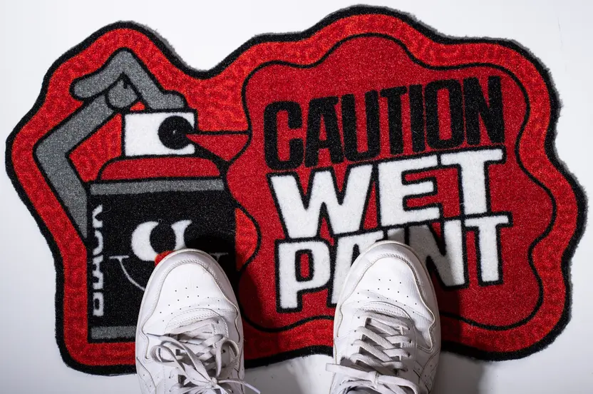 Montana Doormat Caution Wet Paint Red 2