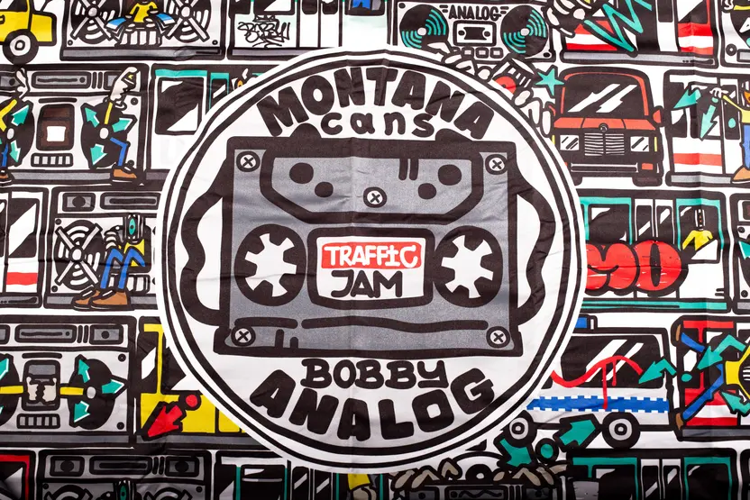 Montana Beach Towel - Traffic Jam by Bobby Analog 5