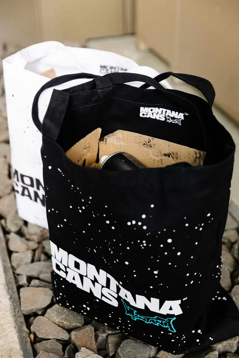 Montana Typo-Logo+Stars Cotton Bag - Natural 6