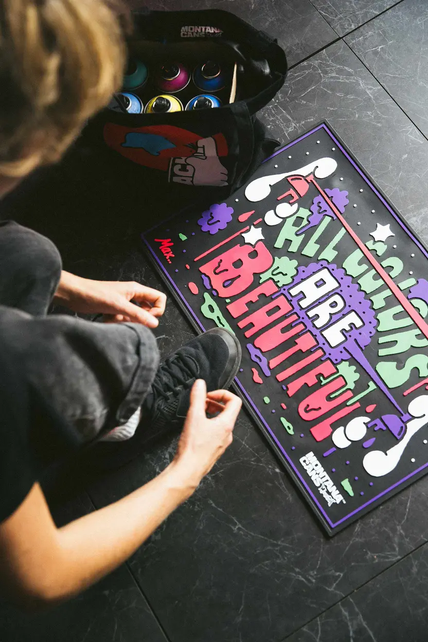 Montana DOORMAT (Fußmatte) - "ALL COLORS ARE BEAUTIFUL" von Max Solca 9
