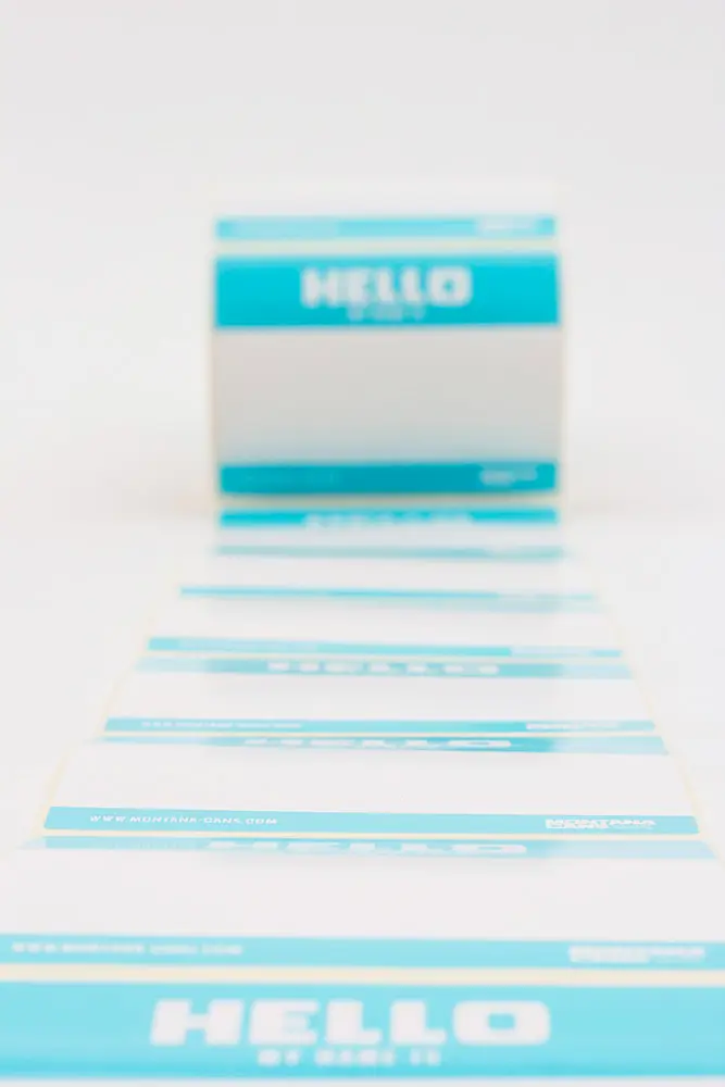 Montana HELLO MY NAME Roll of Stickers 5