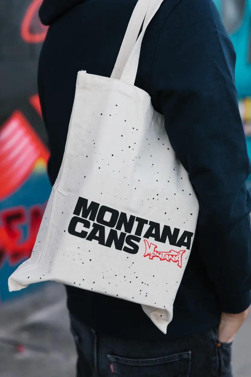 Montana Typo-Logo+Stars Cotton Bag - Natural 2